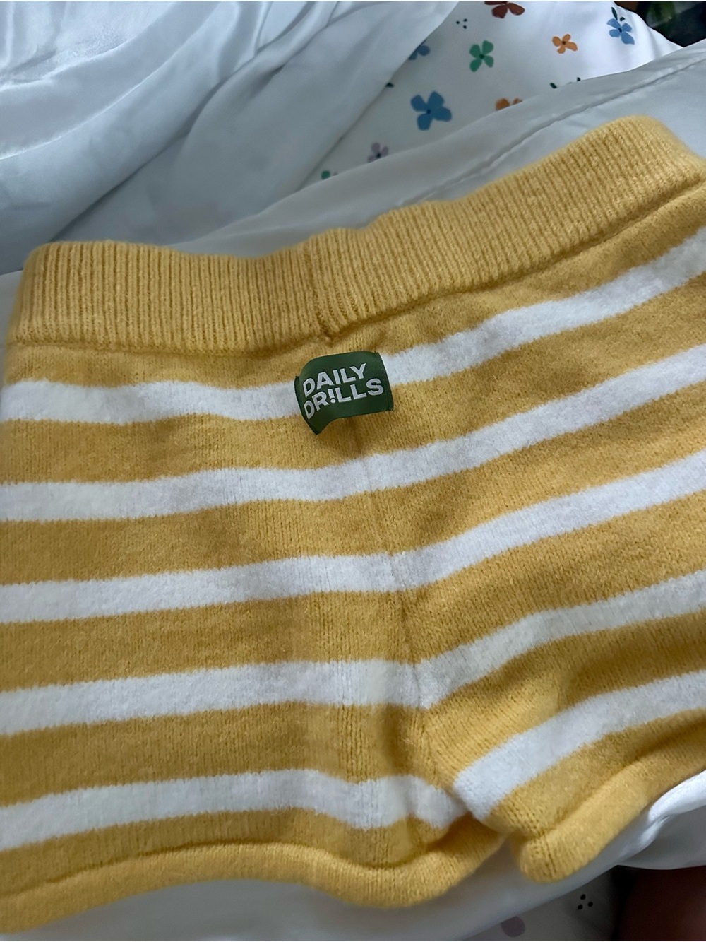 Daily Drills Striped Knit Shorts in Yellow/White NWOT Size XS/S